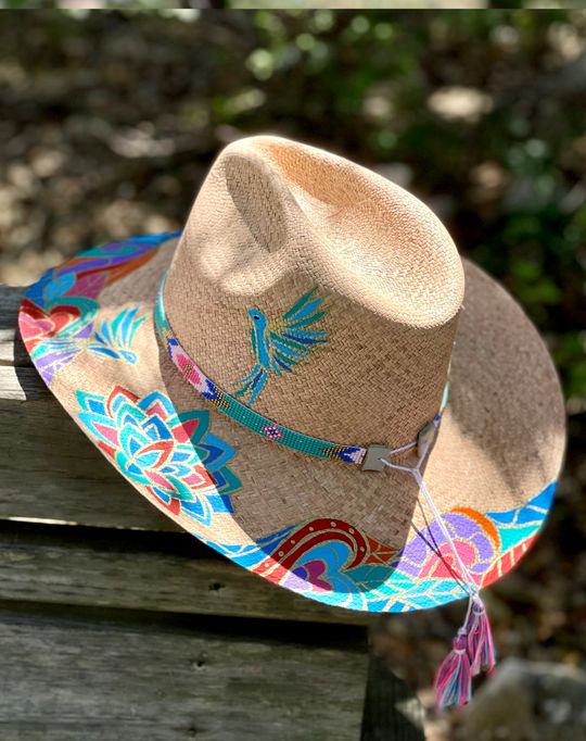 Bootsologie offers a unique and beautiful collection of hats handmade and embellished beautifully. Discover the perfect hat to compliment your outfit. Painted Straw Hats, Straw Hat Crafts, Straw Beach Hat, Womens Beach Hat, Canvas Hat, Straw Hat Beach, Felt Cowboy Hats, Straw Cowboy Hat, Painted Hats