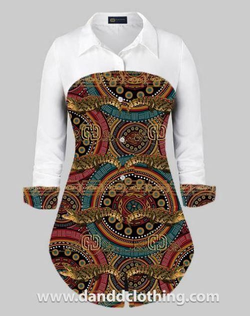 fancy shirt for women with crocodile print Elegant Multicolor Graphic Print Top, Elegant Multicolor Tops With Graphic Print, Ankara Shirts Women, African Shirts Designs, Ankara Shirts For Men, Female Senator Wears, Ladies Shirt Design, African Tops For Women, African Print Pants