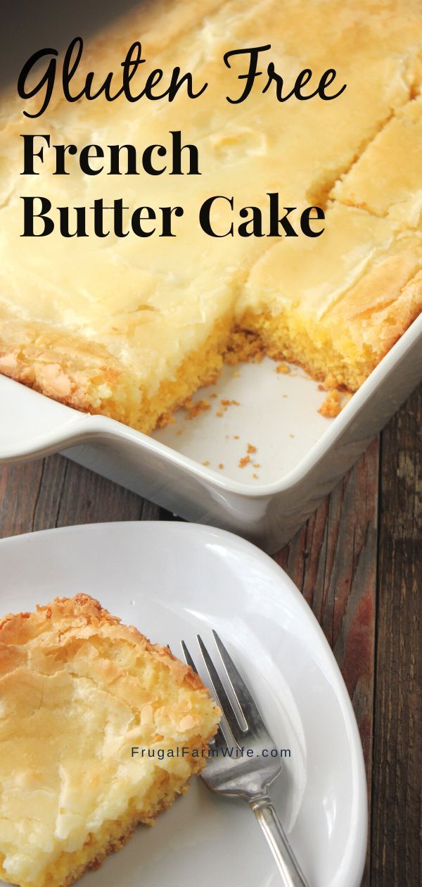 a slice of gluten - free french butter cake on a plate with a fork