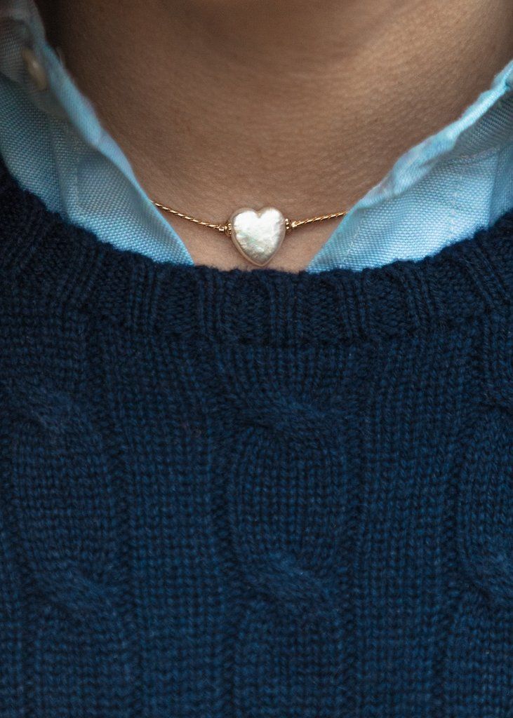 Ocean Heart – Kiel James Patrick Elegant Heart Choker Necklace For Valentine's Day, Elegant Heart Shaped Choker Necklace For Valentine's Day, Elegant Heart Beads Choker, Dainty Heart Necklace With Pearl Chain, Elegant Heart Beads Choker Necklace, Elegant Adjustable Heart Charm Necklace, Elegant Heart Choker Necklace As Gift, Elegant Heart Charm Choker Necklace, Elegant Adjustable Heart Necklace