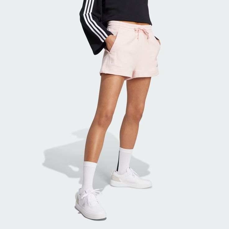 adidas ALL SZN French Terry Shorts - Pink | Women's Lifestyle | adidas US Shorts Adidas, French Terry Shorts, Model Call, Terry Shorts, Adidas Shorts, Women Lifestyle, Adidas Online, Running Errands, French Terry