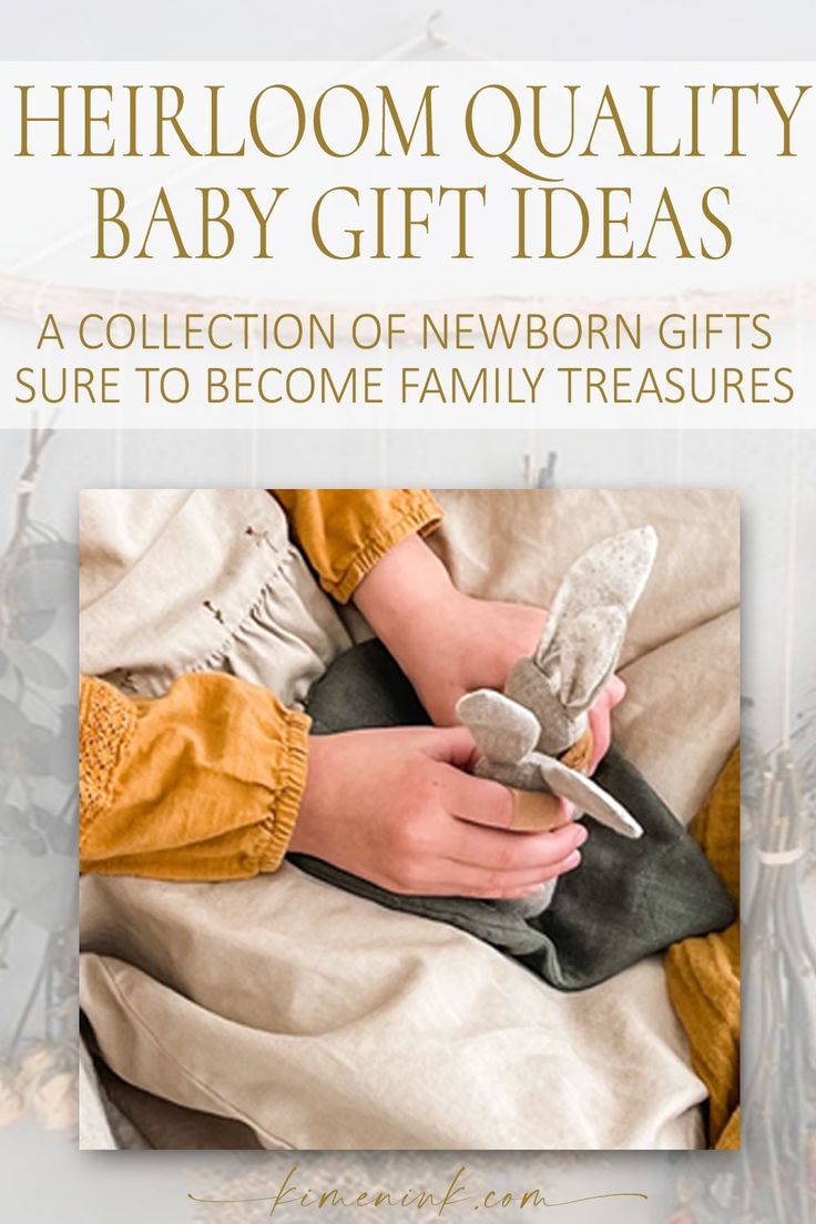 there is a child holding a bird in their hand and the words, heir quality baby gifts