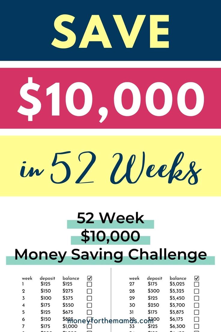 a poster with the words save $ 10, 000 in 5 - week money saving challenge