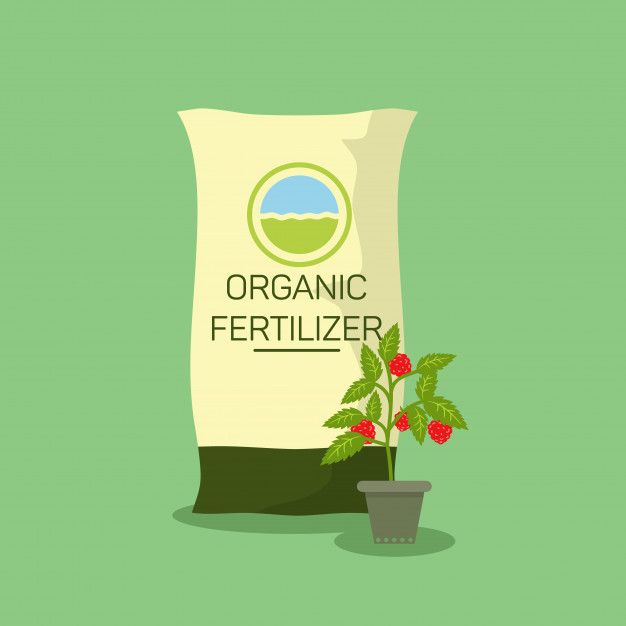 a bag of fertilizer next to a potted plant on a green background