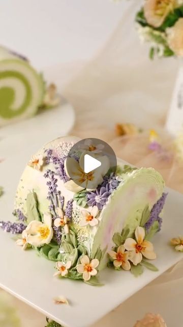 there is a cake with flowers on it