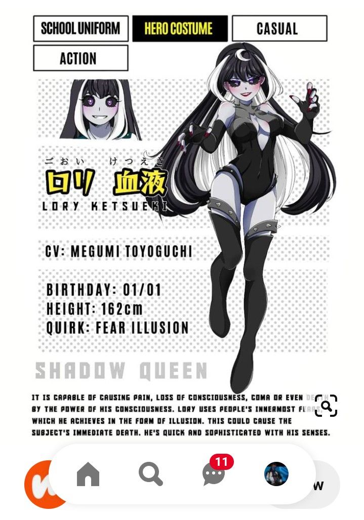 an advertisement for a fashion show with anime characters in black and white outfits, including long hair