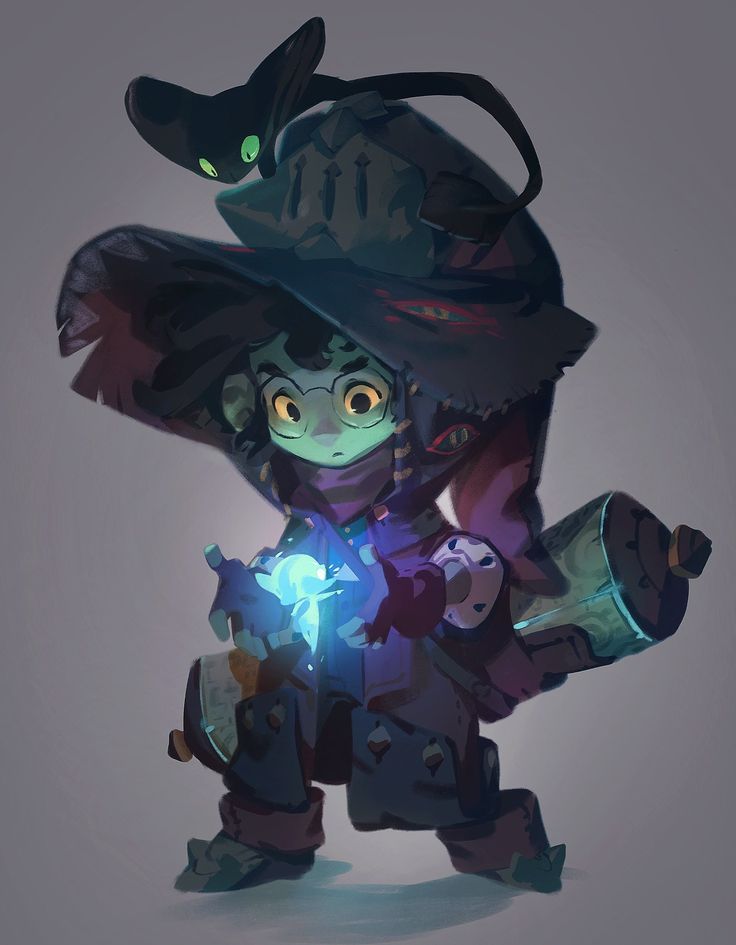 an animated character holding a glowing item in her hand and wearing a hat with horns