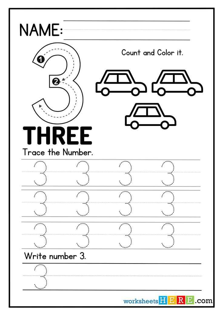 the number three worksheet for children to learn numbers and write them in their handwriting