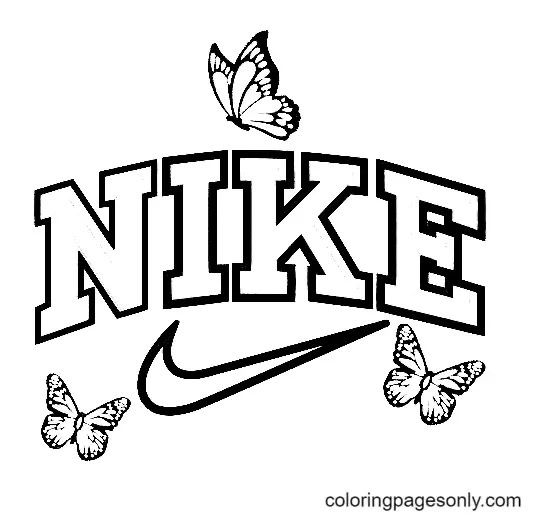 the nike logo with butterflies flying around it and the word's name is black and white