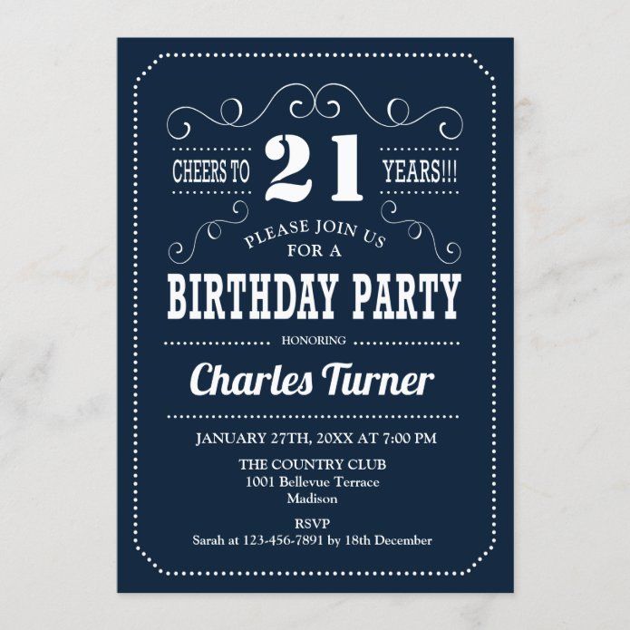 a 21st birthday party card with the number one on it's front and bottom