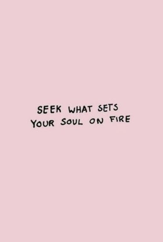 a pink wall with the words seek what sets your soul on fire written in black