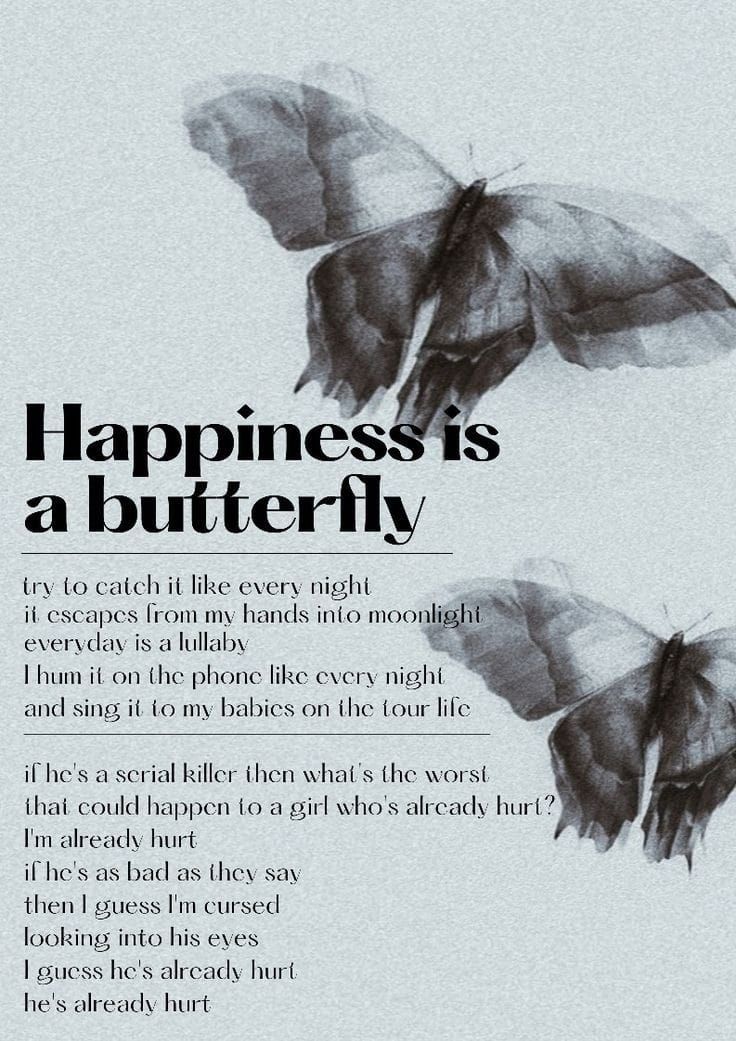 two butterflies flying next to each other on a white background with the words happiness is a butterfly