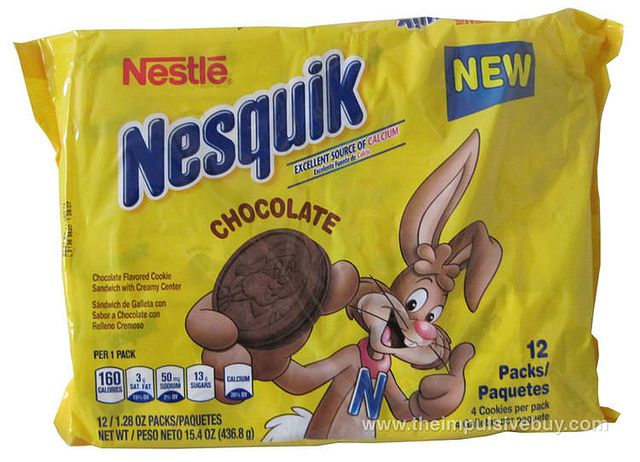 nestle nepsquik chocolate bar with an image of a bunny holding a cookie