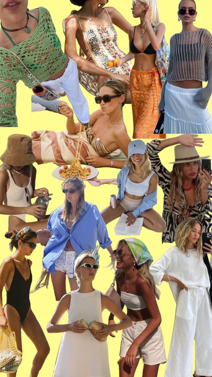 Beach Days Mood Board Ibiza Fashion Outfits, Pool Outfit, Pool Outfits, Pool Party Outfits, Ibiza Outfits, Europe Outfits, Ibiza Fashion, Outfit Collage, Guest Outfit