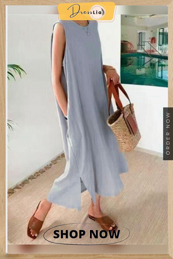 New Sleeveless Loose Dress Long Skirt Solid Skirt, Sweet Style, Loose Dress, Types Of Skirts, Single Piece, Dress Long, Long Skirt, Womens Bottoms, Long Dress