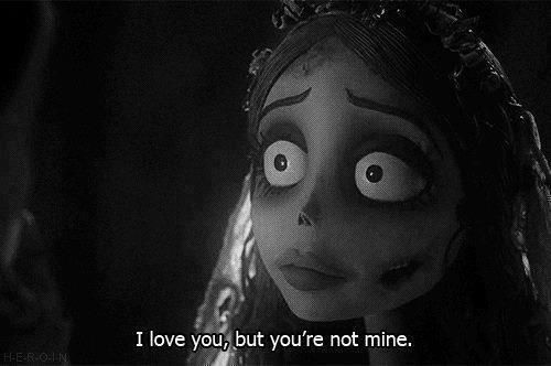 an animated character with eyes and the words i love you, but you're not mine