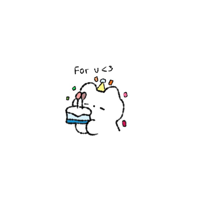 a drawing of a bear holding a birthday cake