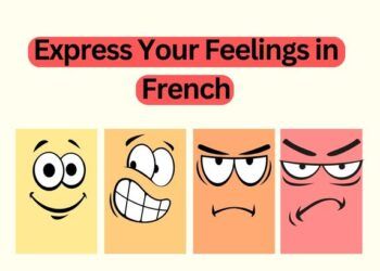 the words express your feelings in french are shown above four cartoon faces with different expressions