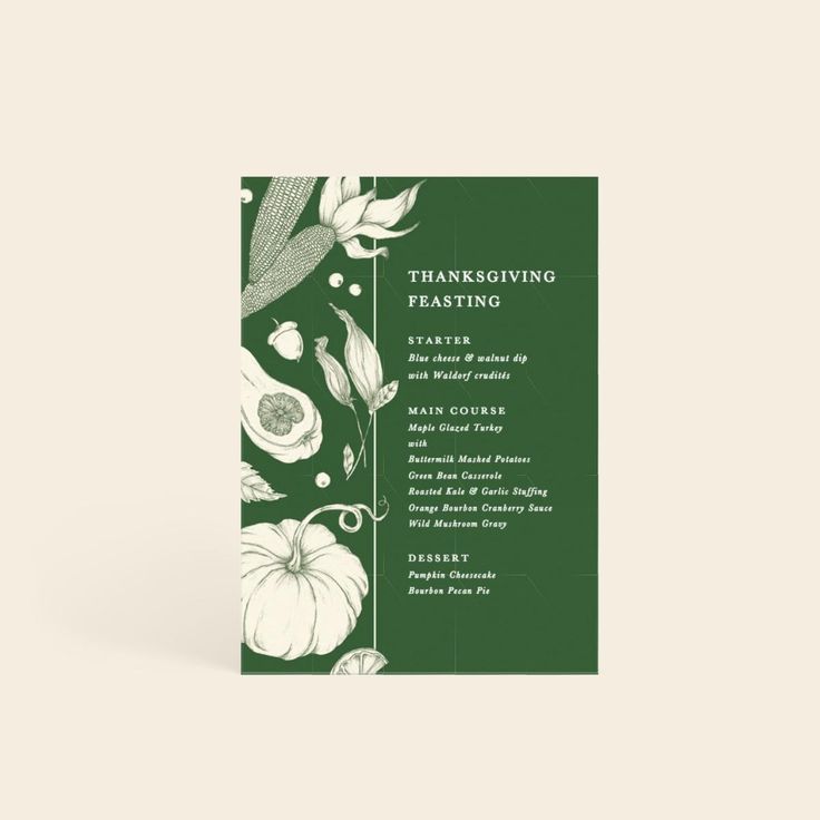 a green and white floral wedding program with the words,'the unwrapping feast