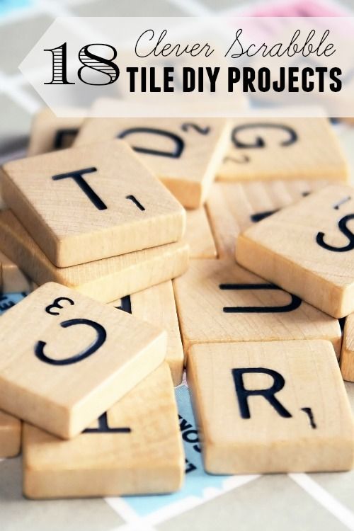 wooden scrabble tiles with the words tile diy projects written on them in black ink