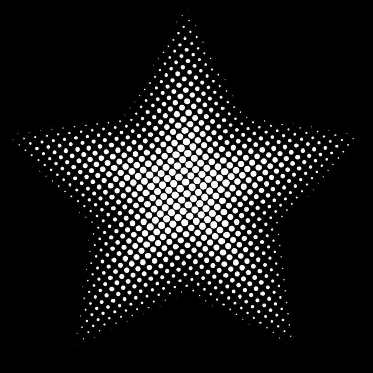 a black and white dotted star on a black background