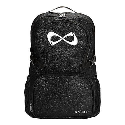 Nfinity Sparkle Backpack Girls Glitter Bookbag | Perfect Bag for Travel, School, Gym, Cheer Practices | 15” Laptop Compartment | Black with White Logo Infinity Cheer Backpack, Cheer Stuff To Buy, Cheer Gift Baskets, Cheer Essentials, Cheerleading Backpacks, Nfinity Backpack, Cheer Bags, Nfinity Cheer, Cheerleading Accessories