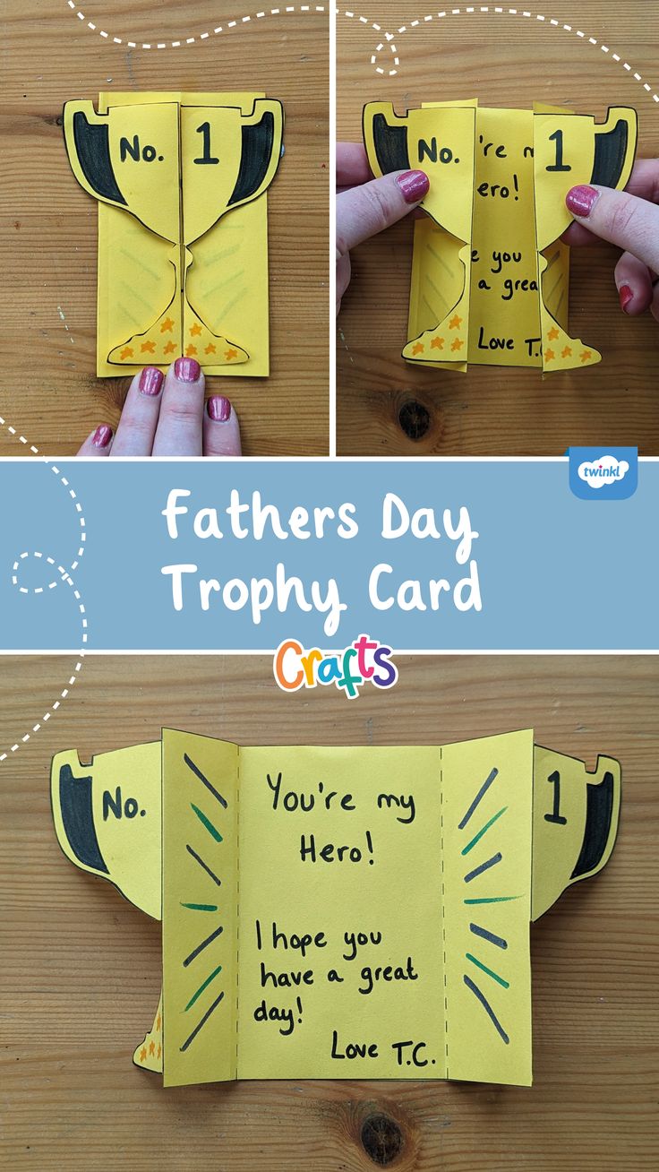 father's day trophy card with instructions to make it