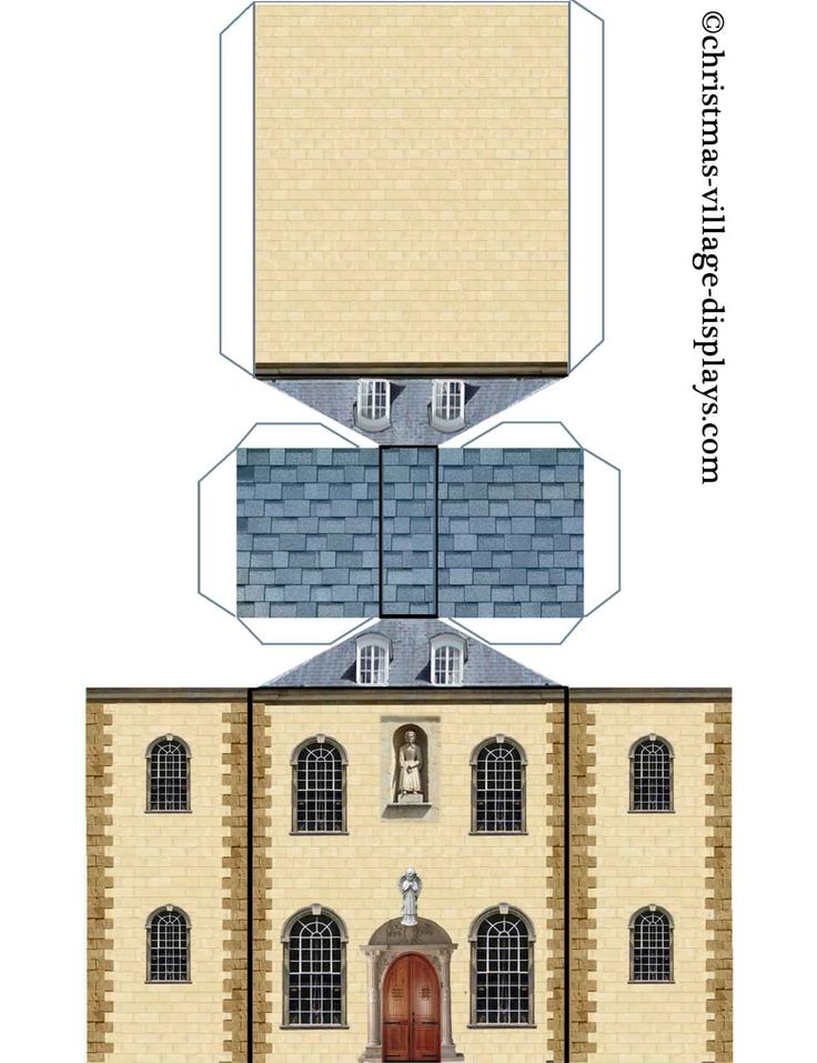 an image of a paper model of a building with two floors and three windows on each floor