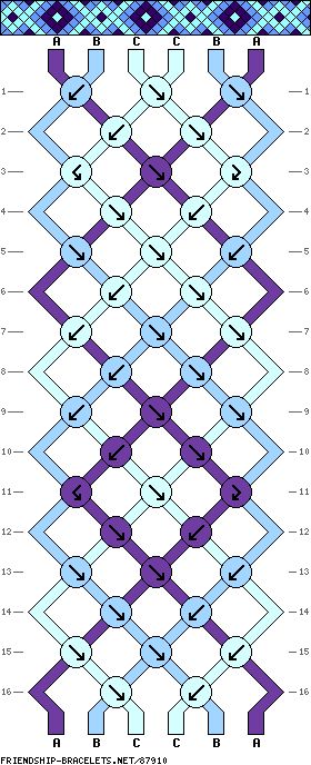 the pattern is shown in blue and purple, with an arrow on it's side