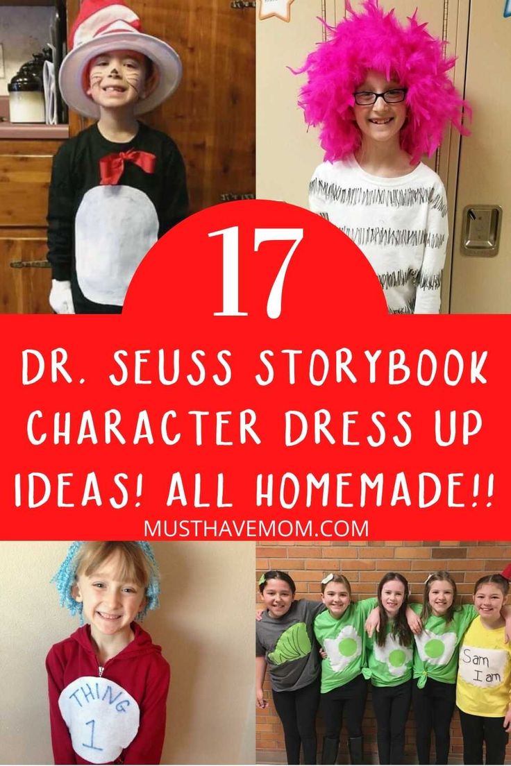 children dressed up as characters from dr seuss storybook and character dress up ideas