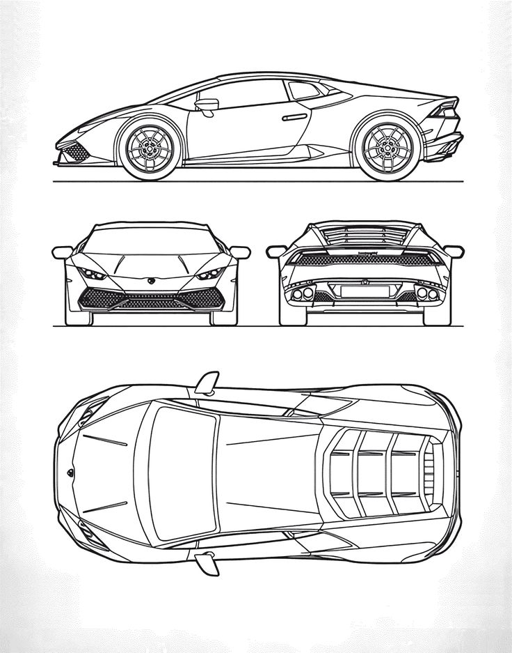 three different cars are shown in this drawing