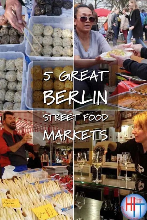 people are shopping at an outdoor market with text overlay that reads 5 great berlin street food markets