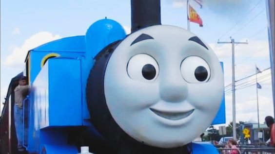 thomas the tank engine is on display at an amusement park