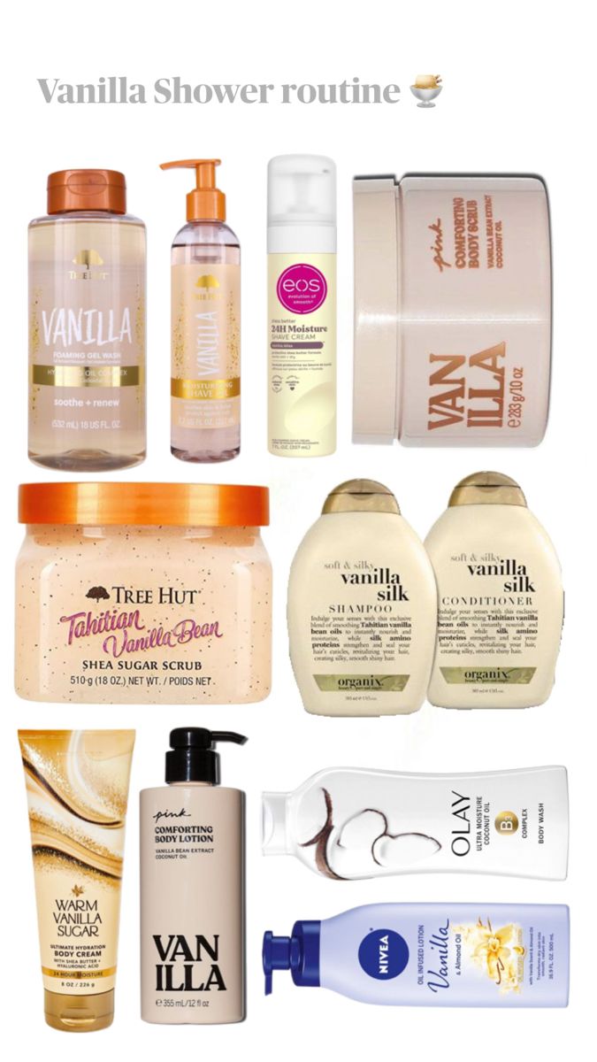 Vanilla, shower products, clean girl, fall, aesthetic Vanilla Shower Routine, Everything Shower Routine, Vanilla Smell, Body Hygiene, Perfume Collection Fragrance, Shower Skin Care, Perfume Scents, Pretty Skin, Bath And Body Care