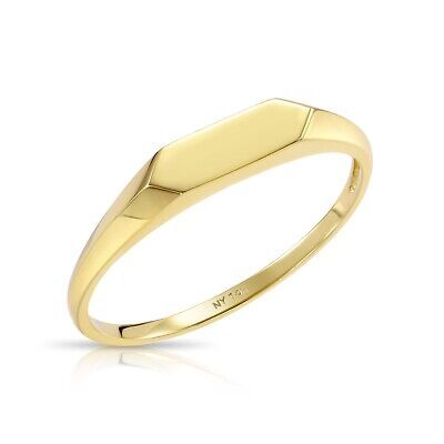 14K Real Solid Yellow Gold Dainty Slim Thin Signet Minimalist Band Ring  | eBay Stacking Ring, Solid Yellow, Stacking Rings, Band Ring, Band Rings, Solid Gold, Jewelry Watches, Jewelry Rings, Fine Jewelry