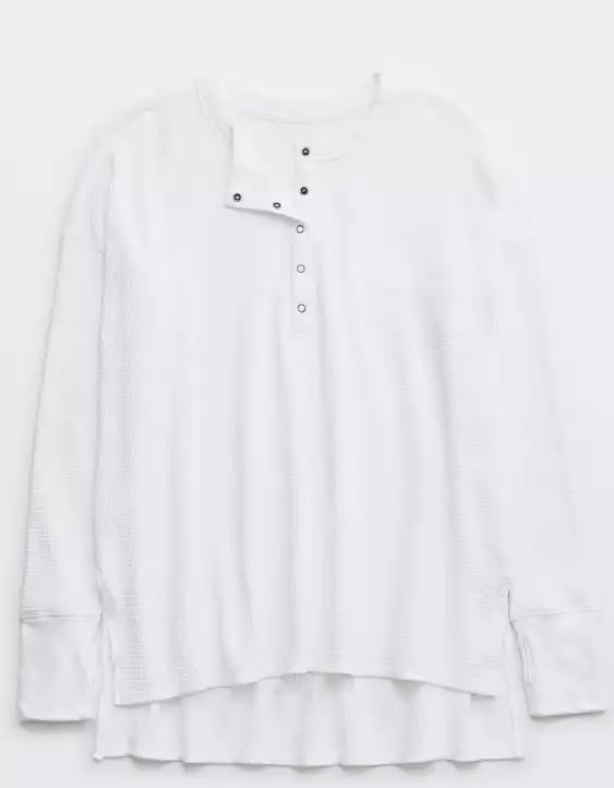 OFFLINE By Aerie Wow! Waffle Henley T-Shirt Aerie Long Sleeve, Waffle Henley, Preppy Winter, Waffle Shirt, Offline By Aerie, Henley T Shirt, Popular Shirt, Back To School Shopping, Cute Sweatshirts