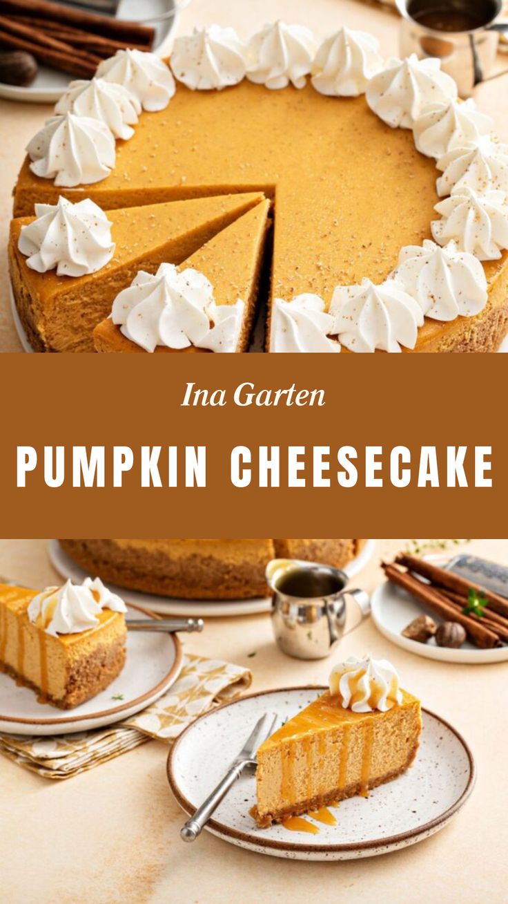 Ina Garten Pumpkin Cheesecake Pumpkin Cheesecake Ina Garten, Pumpkin Cake With Sour Cream, Pumpkin Ginger Cheesecake, Delicious Pumpkin Pie Recipe, Pumpkin Desserts With Pumpkin Puree, Pumpkin Puree Deserts, Ina Garten Pumpkin Cheesecake, White Pumpkin Cheesecake, Copycat Cheesecake Factory Pumpkin Cheesecake