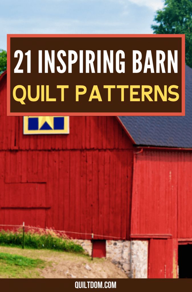 a red barn with the words, 21 inspiring barn quilt patterns on it