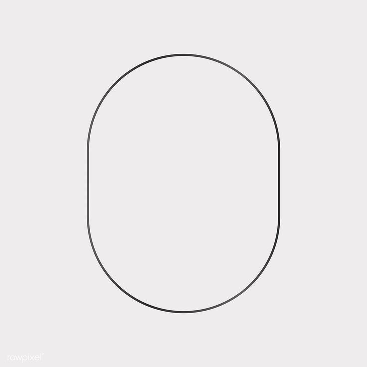 a black and white drawing of an oval on a light gray background with one line in the middle