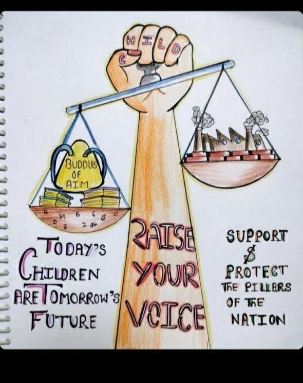 a drawing of a hand holding a scale with words on it that read raise your voice and protect the future