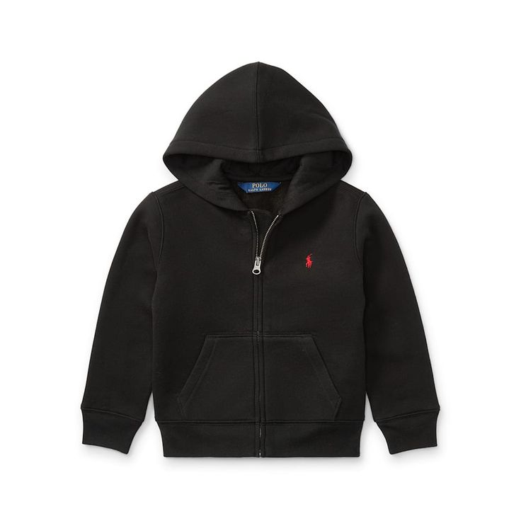 Ralph Lauren Childrenswear fleece hoodie with signature embroidered pony. Hooded collar; zip front. Long sleeves. Split kangaroo pockets. Ribbed cuffs and hem. Cotton/polyester. Machine wash. Imported. Boy Hoodie, Ralph Lauren Fleece, Ralph Lauren Hoodie, Polo Ralph Lauren Kids, Polo Logo, Boys Knits, Boys Fleece, Ralph Lauren Kids, Ralph Lauren Boys