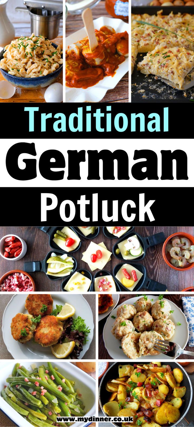 Traditional German Potluck German Party Food, Recipes For Potluck, German Recipes Dinner, German Appetizers, Easy German Recipes, German Party, Traditional German Food, Food Authentic, German Food Authentic