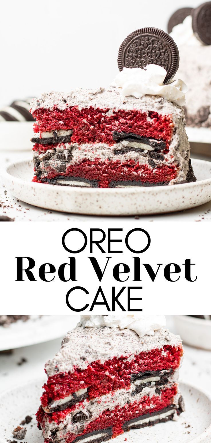 oreo red velvet cake with oreo cookies on top