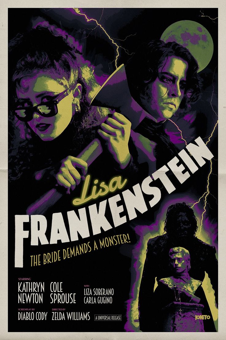 a movie poster for the film lessa frankensten, starring actors from left to right