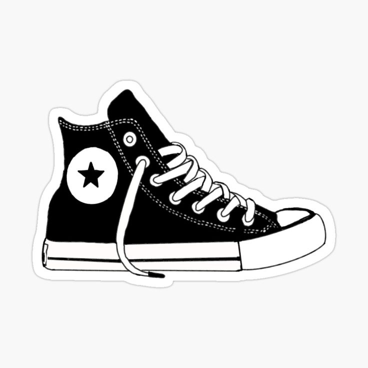 a black and white converse shoe sticker