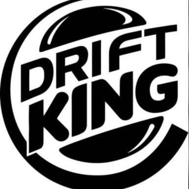 the drift king logo is shown in black and white