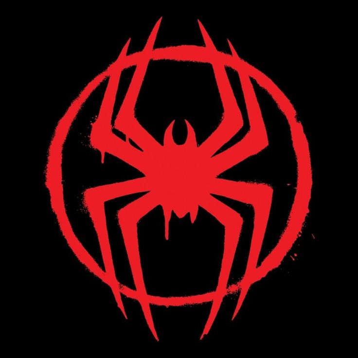 a red spiderman logo on a black background