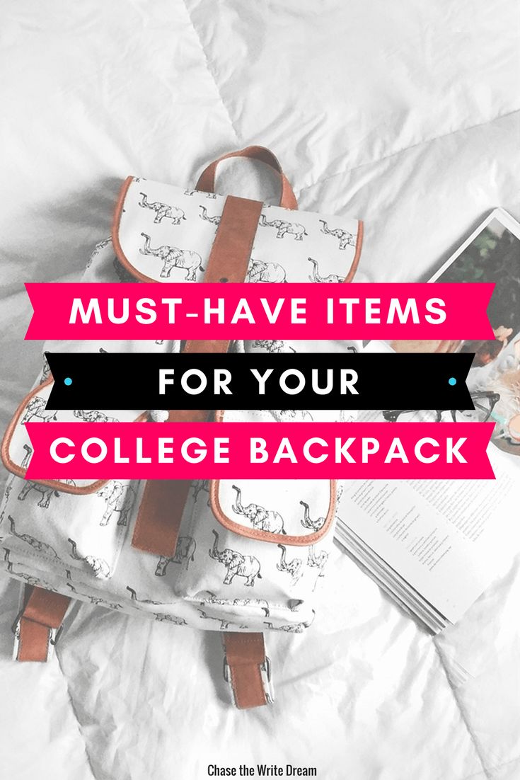 three backpacks with the words must have items for your college backpack on top of it