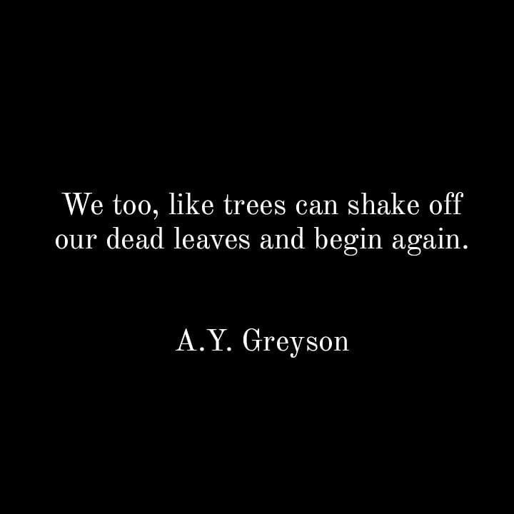 we too, like trees can shake off our dead leaves and begin again - a y greyson