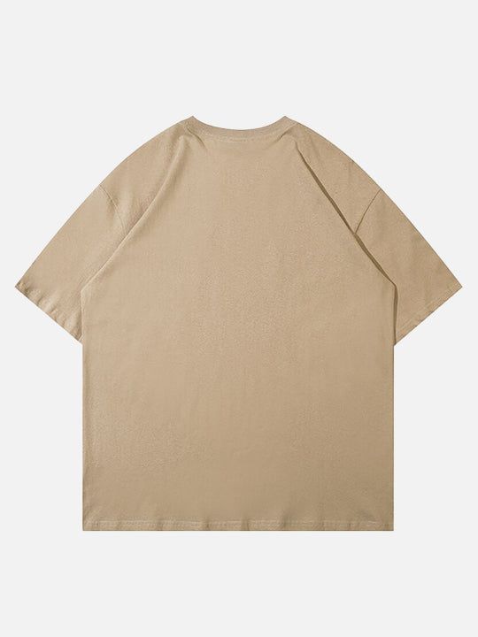 DetailsPattern Type: PrintMaterial: CottonCollar: O-NeckFit: Oversized Cheap Tan T-shirt With Screen Print, Luxury Tan Tops For Streetwear, Cheap Beige Graphic Tee, Affordable Beige Graphic T-shirt, Cheap Oversized Beige Tops, Luxury Brown Crew Neck T-shirt, Luxury Beige Cotton T-shirt, Cheap Tan T-shirt With Logo Print, Cheap Trendy Beige T-shirt